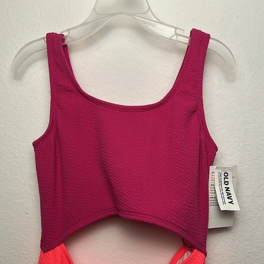 Color-Block Cutout One-Piece Swimsuit for Girls Preppy   bathing suit size 14-16